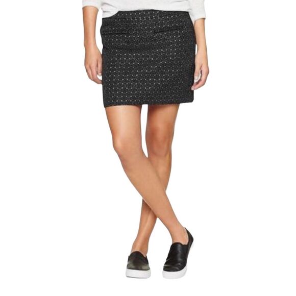 1344 GAP Black Silver Metallic Jacquard Summer Mini‎ Skirt Pockets Size 4 - Picture 1 of 10